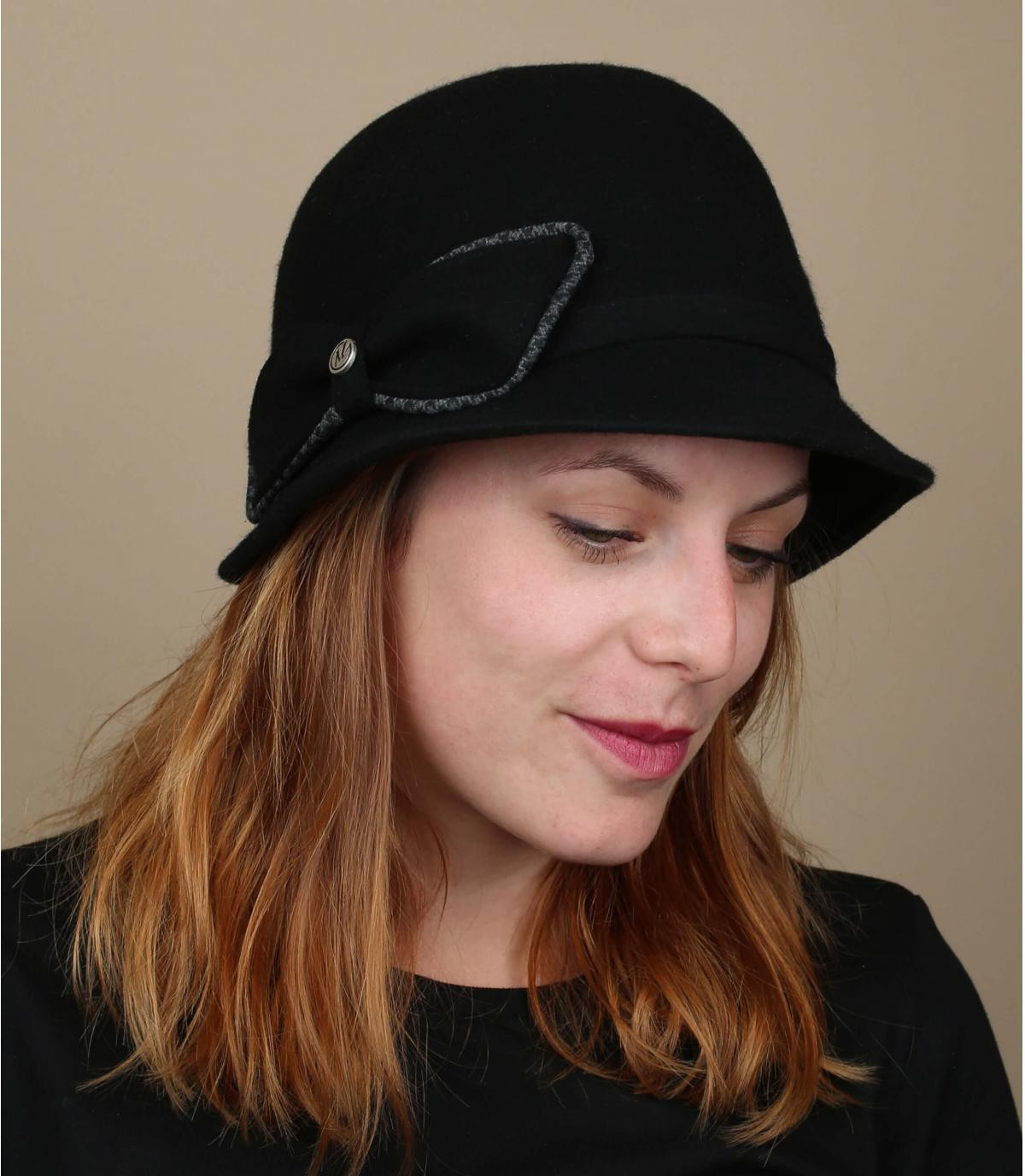 grey felt cloche hat - Inaya black M by 