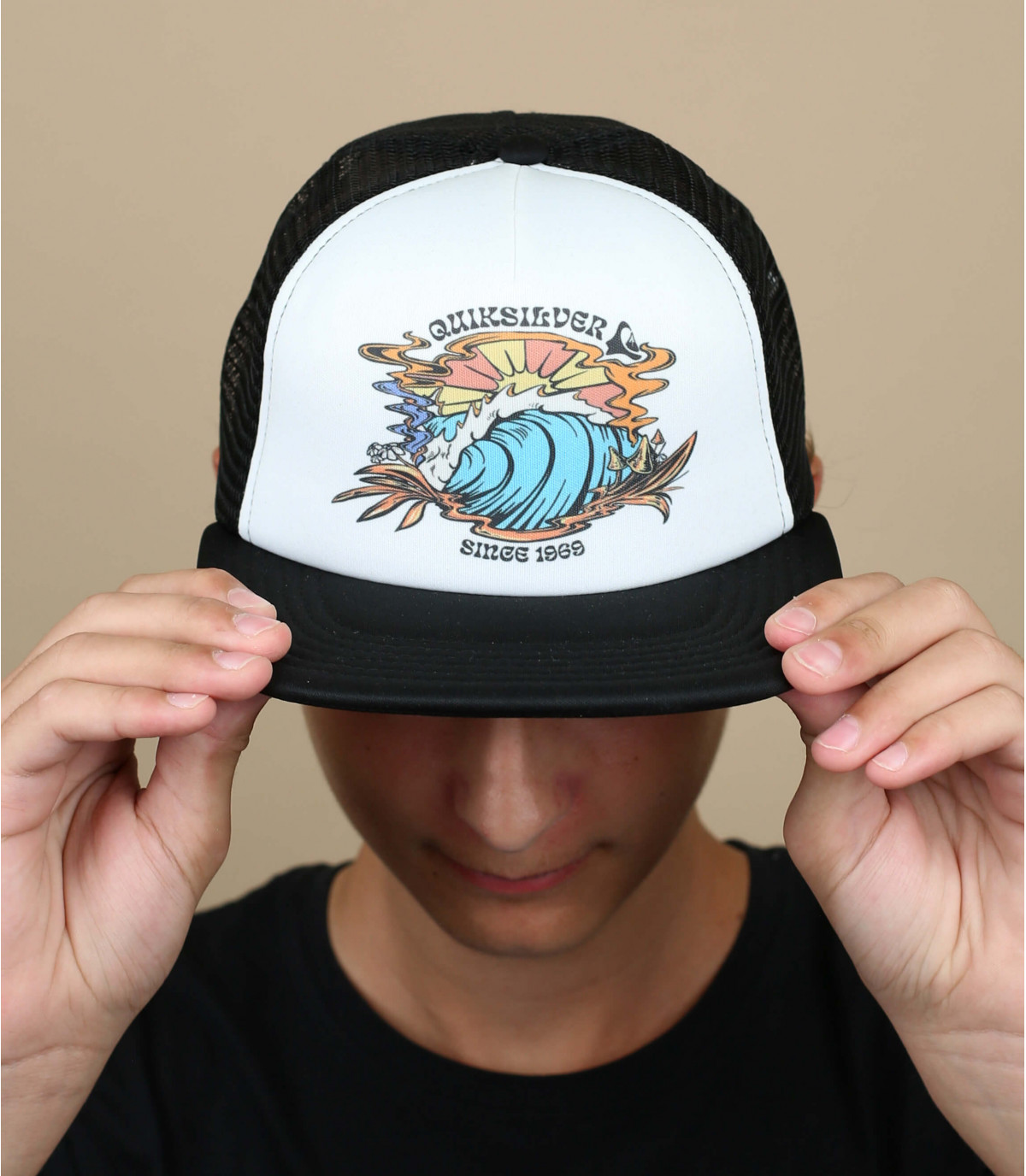 Trucker cap for kids Kid Hard Shred white black Quiksilver Headict