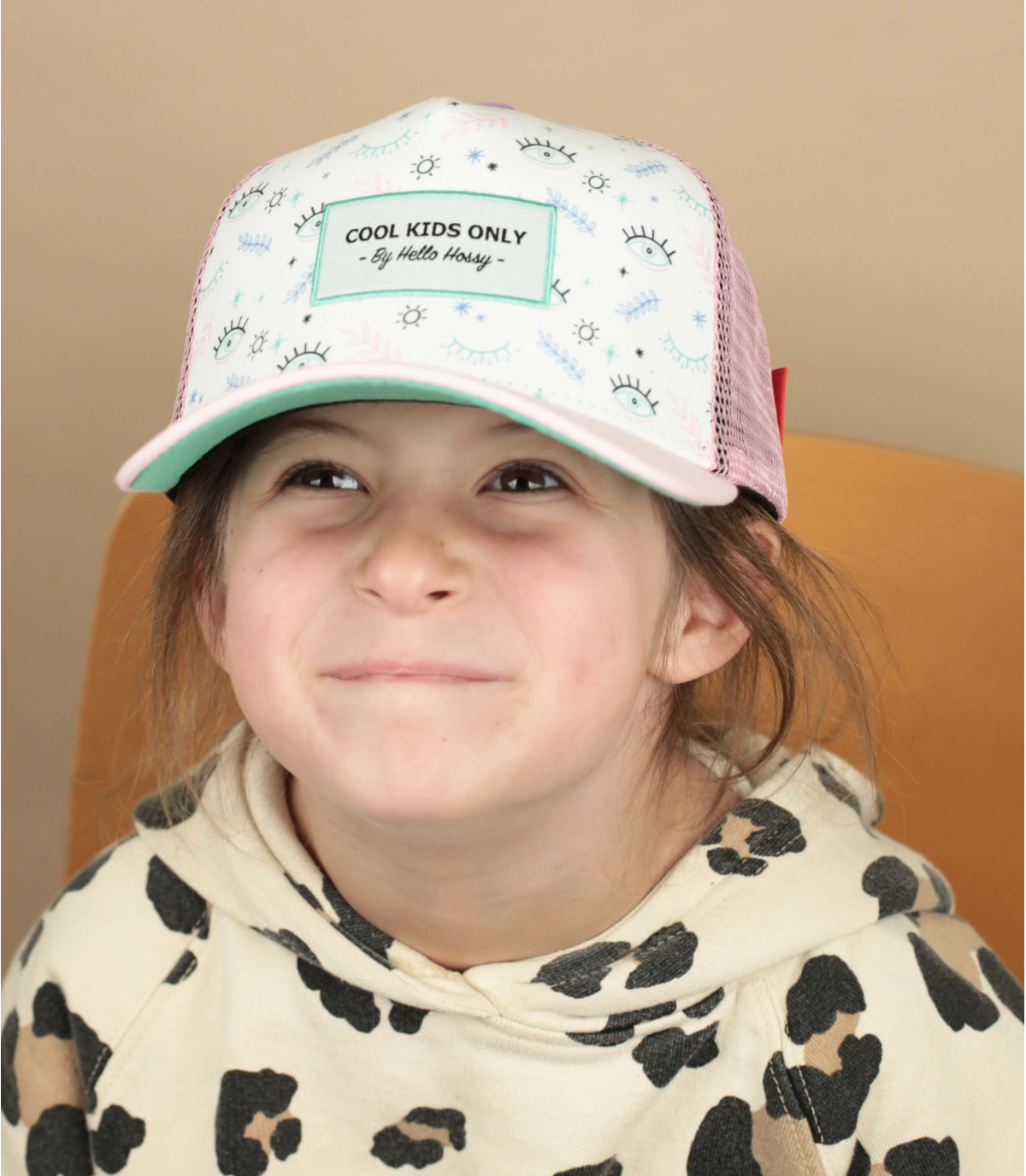 Children's trucker cap pink and white hello hossy - Trucker Cap Pink