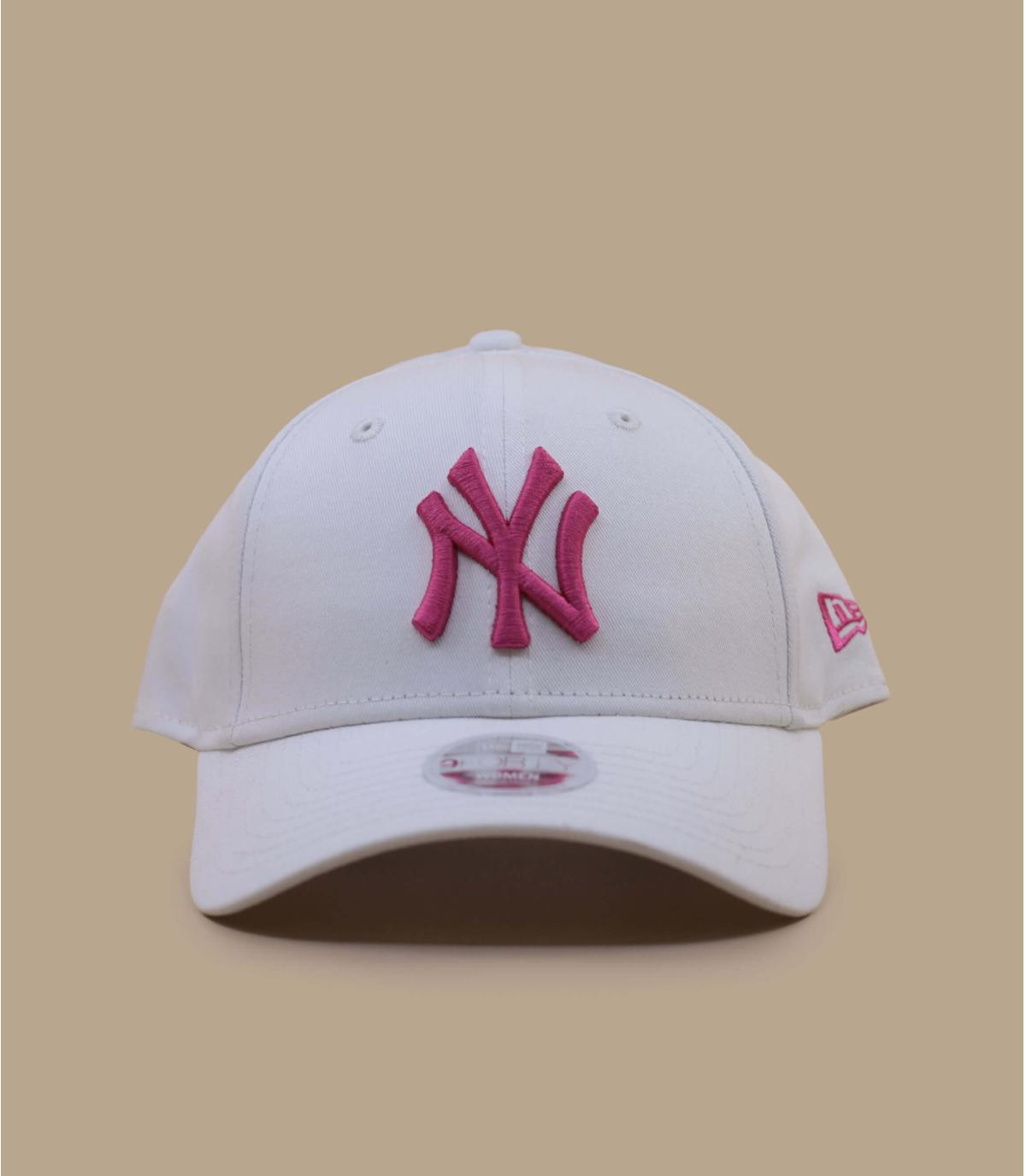 Pink and white baseball cap top