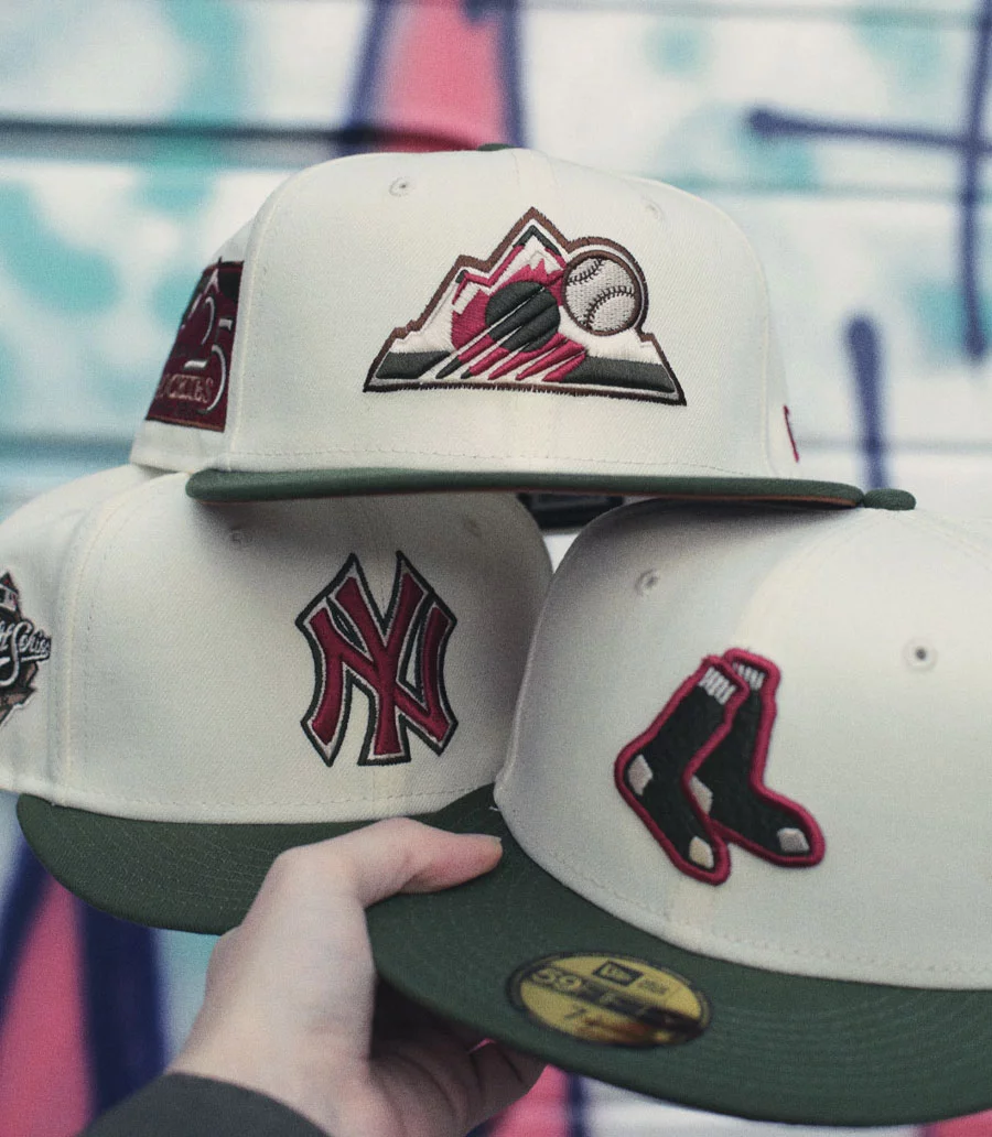 Side Patch 59Fifty Colorado Rockies chrome olive
